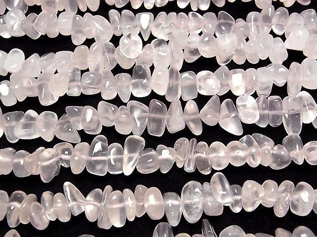 【動画】マダガスカル産ローズクォーツAAA- ミニタンブル(チップ) 1連(約38cm) サムネイル3