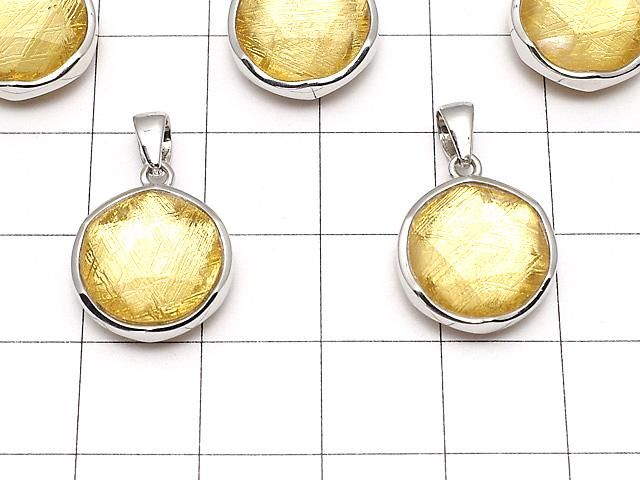 メテオライト(ムオニナルスタ隕石) ペンダントトップ 両面仕上げ14mm イエローゴールド SILVER925製 サムネイル3