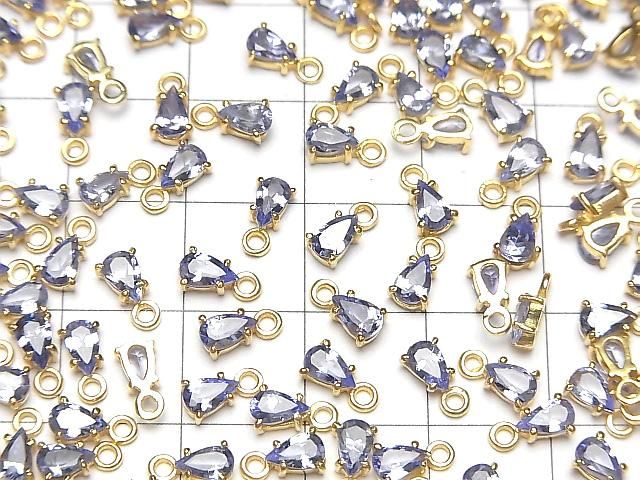 【動画】宝石質タンザナイトAAA- 枠留めペアシェイプファセットカット5×3mm 18KGP 1個 サムネイル4