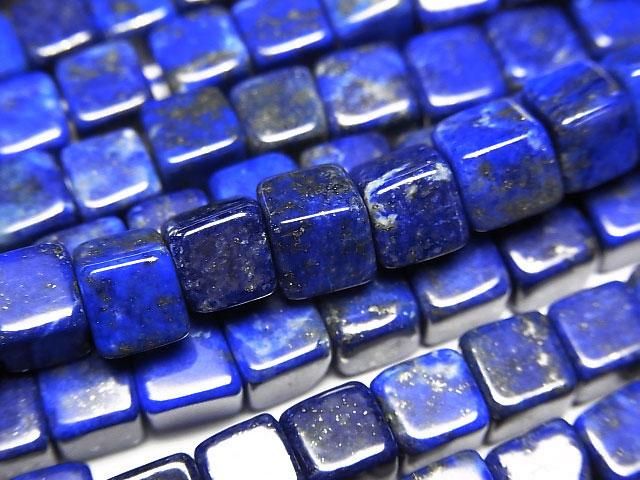 【動画】宝石質ラピスラズリAAA- キューブ 1連(約38cm)の画像
