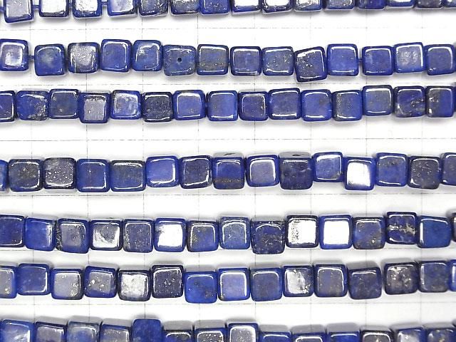 【動画】宝石質ラピスラズリAAA- キューブ 1連(約38cm) サムネイル3