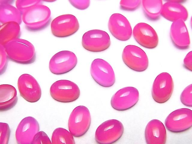 【動画】フューシャピンクカルセドニーAAA オーバル カボション6×4mm 10個の画像