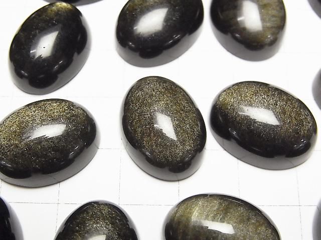 【動画】ゴールデンオブシディアンAAA オーバル カボション20×15mm 1個 サムネイル2