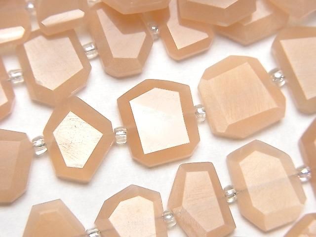 【動画】ピーチムーンストーンAA++ ラフスライスカット 1連(約18cm)の画像