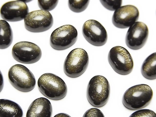 【動画】ゴールデンオブシディアンAAA オーバル カボション8×6mm 5個の画像