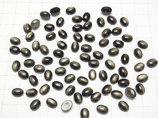 【動画】ゴールデンオブシディアンAAA オーバル カボション8×6mm 5個 サムネイル4