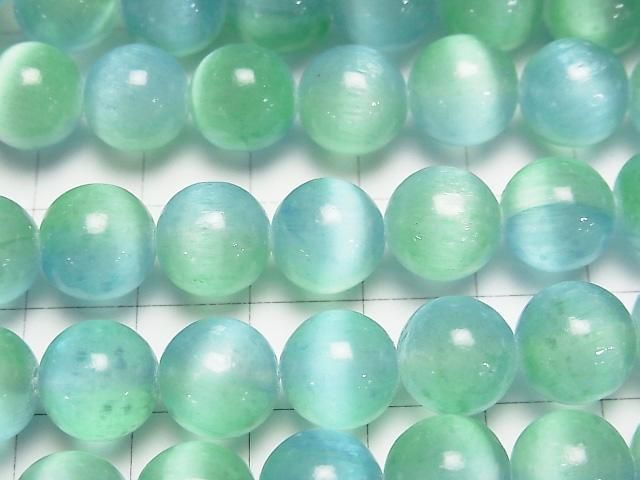 【動画】セレナイト(ジプサム) ラウンド10mm 【ブルー×グリーン】 半連/1連(約37cm) サムネイル2