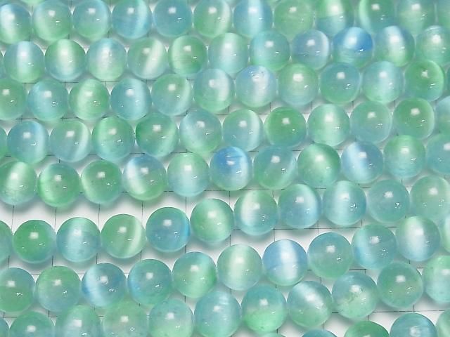 【動画】セレナイト(ジプサム) ラウンド10mm 【ブルー×グリーン】 半連/1連(約37cm) サムネイル3