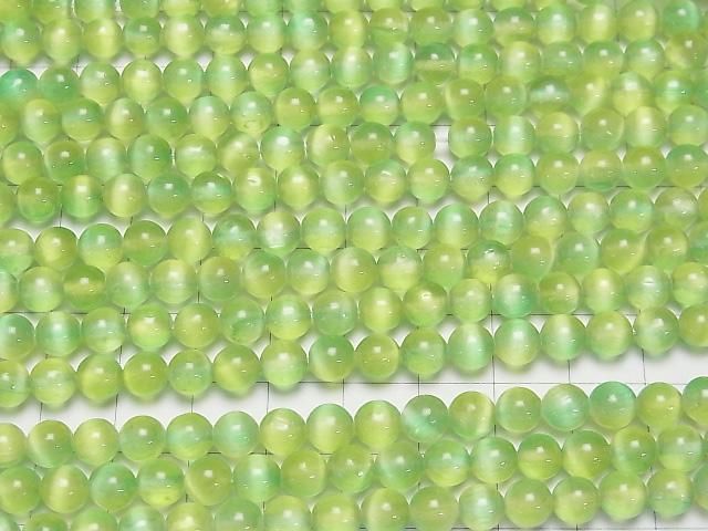 【動画】セレナイト(ジプサム) ラウンド6mm 【グリーン×イエロー】 1連(約37cm) サムネイル3