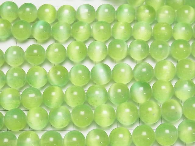 【動画】セレナイト(ジプサム) ラウンド10mm 【グリーン×イエロー】 半連/1連(約37cm) サムネイル3