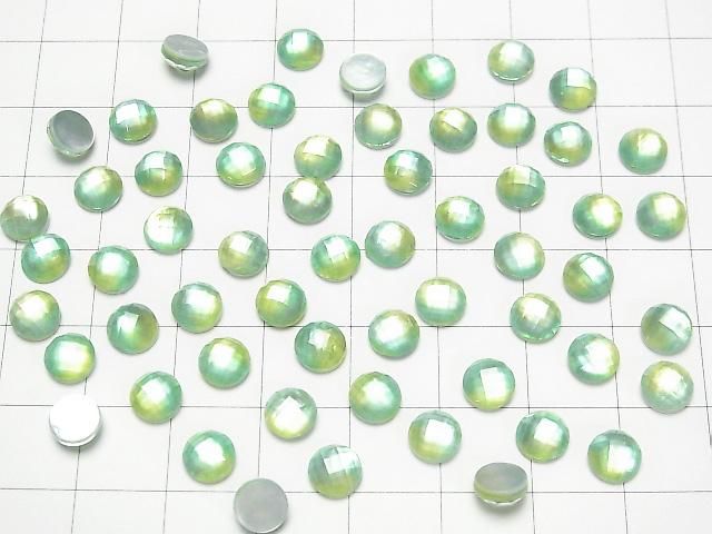 【動画】ホワイトシェル×クリスタルAAA ラウンド カボションカット6×6mm 【グリーンイエロー】 3個 サムネイル4