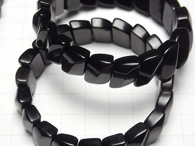 【動画】メキシコ産レインボーオブシディアンAAA- 2つ穴リーフ14×10×7mm 1連(バングルブレス) サムネイル3