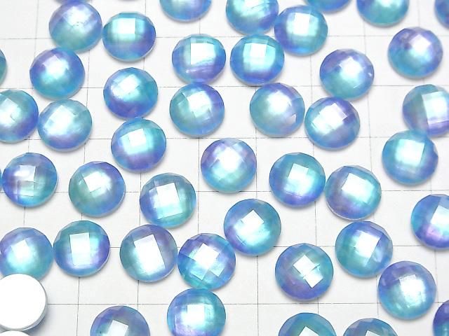 【動画】ホワイトシェル×クリスタルAAA ラウンド カボションカット10×10mm 【ライトブルー】 2個 サムネイル4
