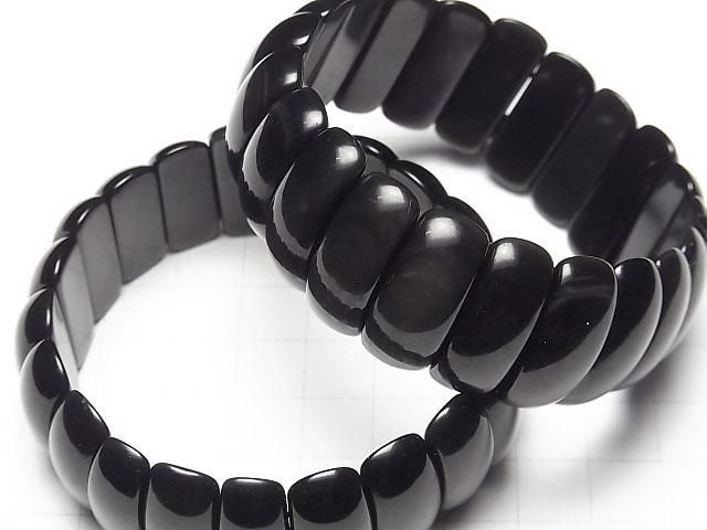 【動画】メキシコ産レインボーオブシディアンAAA 2つ穴オーバル24×10×7mm 1連(バングルブレス) サムネイル3