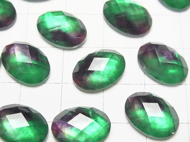 【動画】ホワイトシェル×クリスタルAAA オーバル カボションカット14×10mm 【グリーンパープル】 2個 サムネイル2