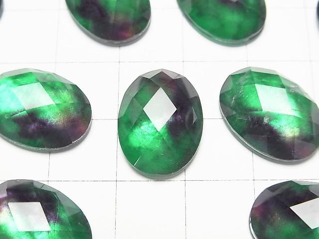 【動画】ホワイトシェル×クリスタルAAA オーバル カボションカット18×13mm 【グリーンパープル】 2個 サムネイル2