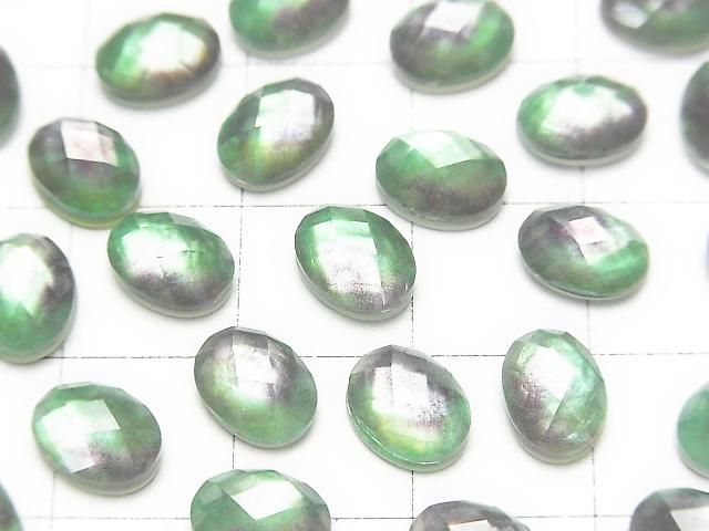 【動画】ホワイトシェル×クリスタルAAA オーバル カボションカット8×6mm 【ライトグリーンパープル】 2個 サムネイル2