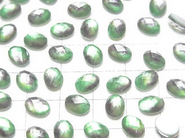 【動画】ホワイトシェル×クリスタルAAA オーバル カボションカット8×6mm 【ライトグリーンパープル】 2個 サムネイル3