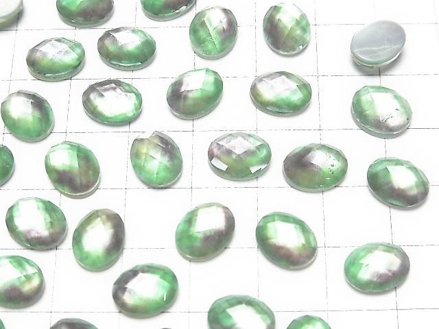 【動画】ホワイトシェル×クリスタルAAA オーバル カボションカット10×8mm 【ライトグリーンパープル】 2個 サムネイル3