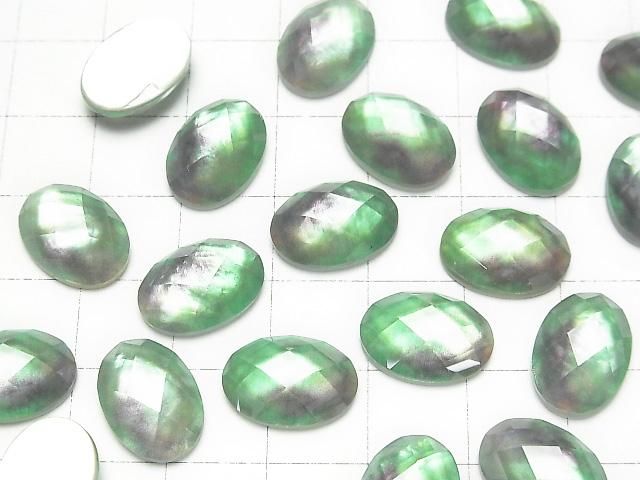【動画】ホワイトシェル×クリスタルAAA オーバル カボションカット14×10mm 【ライトグリーンパープル】 2個 サムネイル3