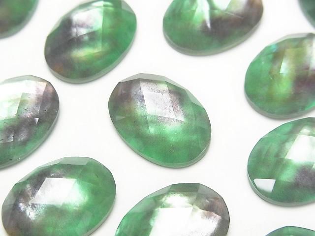 【動画】ホワイトシェル×クリスタルAAA オーバル カボションカット18×13mm 【ライトグリーンパープル】 2個の画像