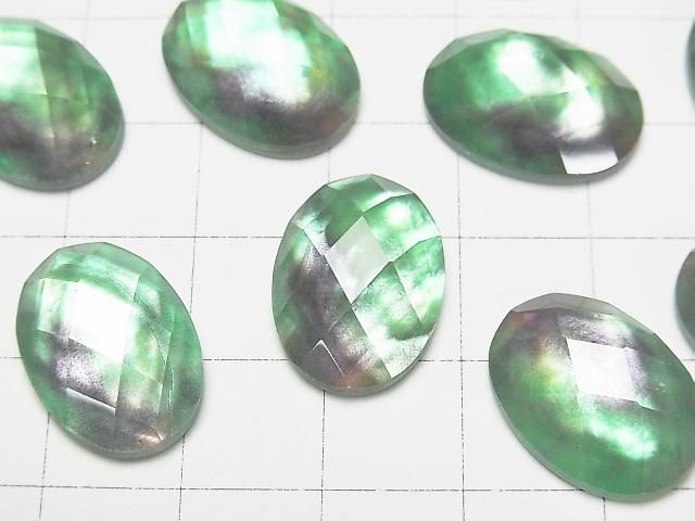 【動画】ホワイトシェル×クリスタルAAA オーバル カボションカット18×13mm 【ライトグリーンパープル】 2個 サムネイル2