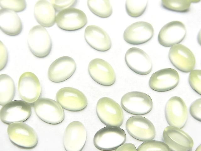 【動画】ライムグリーンカルセドニーAAA オーバル カボション6×4mm 10個の画像
