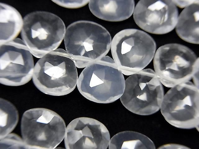 【動画】宝石質ブラジル産アイスクォーツAAA- マロン ブリオレットカット 半連/1連(約18cm)の画像