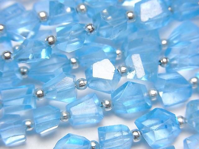 【動画】宝石質スカイブルーカラートパーズAAA- タンブルカット 1連(約18cm)の画像