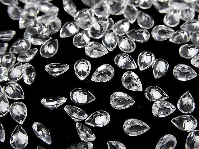 【動画】宝石質ホワイトトパーズAAA ルース ペアシェイプファセットカット6×4mm 10粒 サムネイル4