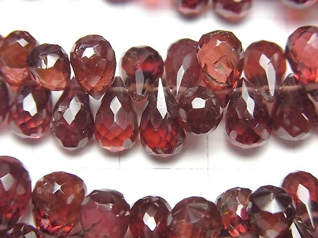 【動画】宝石質モザンビーク産ガーネットAAA ドロップ ブリオレットカット 半連/1連(約16cm) サムネイル2
