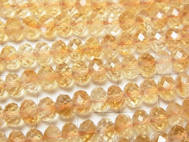 【動画】【素晴らしい輝き】ファントムシトリンAA++ ボタンカット6×6×4mm 半連/1連(約37cm) サムネイル2