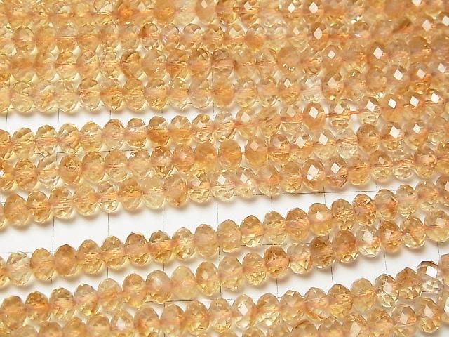 【動画】【素晴らしい輝き】ファントムシトリンAA++ ボタンカット6×6×4mm 半連/1連(約37cm) サムネイル3