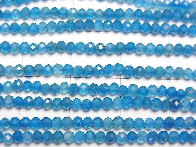 【動画】【素晴らしい輝き】ネオンブルーアパタイトAA++ セミラウンドカット2mm 1連(約37cm) サムネイル2