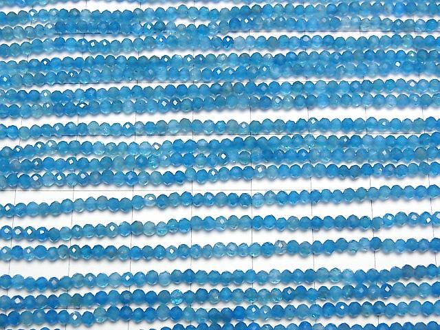 【動画】【素晴らしい輝き】ネオンブルーアパタイトAA++ セミラウンドカット2mm 1連(約37cm) サムネイル3