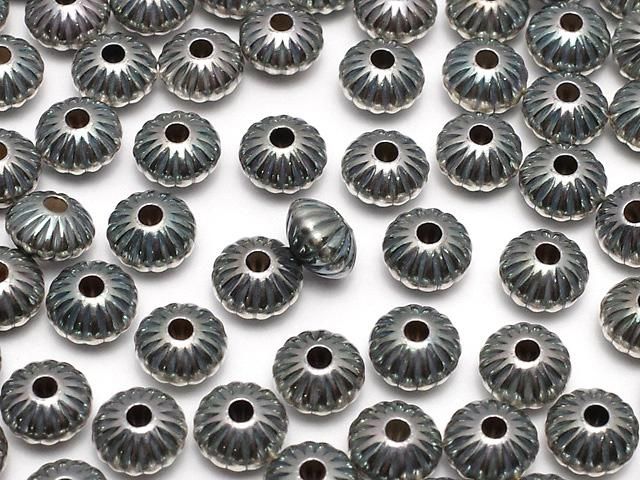 Silver925 ナバホパール ライン入りロンデル5.7×5.7×3.5mm 3個の画像