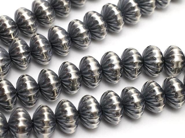 Silver925 ナバホパール ライン入りロンデル8×8×5.2mm 1個の画像