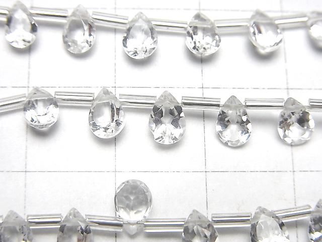 【動画】宝石質ホワイトトパーズAAA ペアシェイプ ファセットカット6×4mm 1連(18粒) サムネイル2