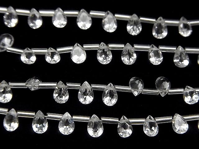 【動画】宝石質ホワイトトパーズAAA ペアシェイプ ファセットカット6×4mm 1連(18粒) サムネイル3