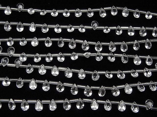 【動画】宝石質ホワイトトパーズAAA ペアシェイプ ファセットカット6×4mm 1連(18粒) サムネイル4