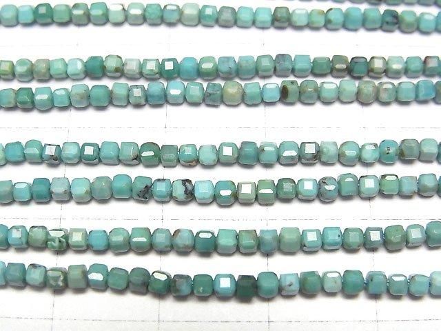 【動画】【素晴らしい輝き】ターコイズAA++ 極小キューブカット2×2×2mm 半連/1連(約37cm) サムネイル2