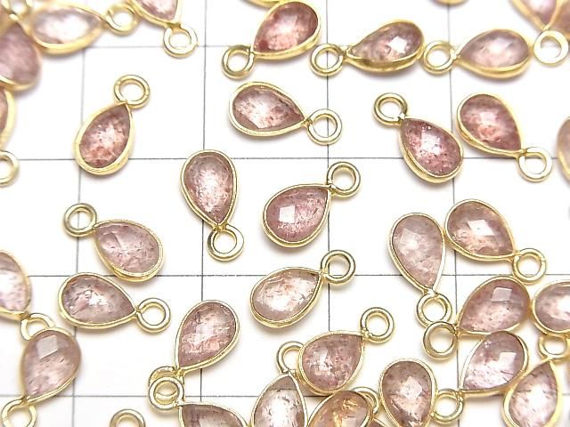 【動画】宝石質ピンクエピドートAAA- 枠留めペアシェイプカット7×5mm 18KGP 4個 サムネイル3