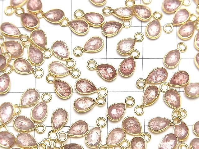 【動画】宝石質ピンクエピドートAAA- 枠留めペアシェイプカット7×5mm 18KGP 4個 サムネイル4