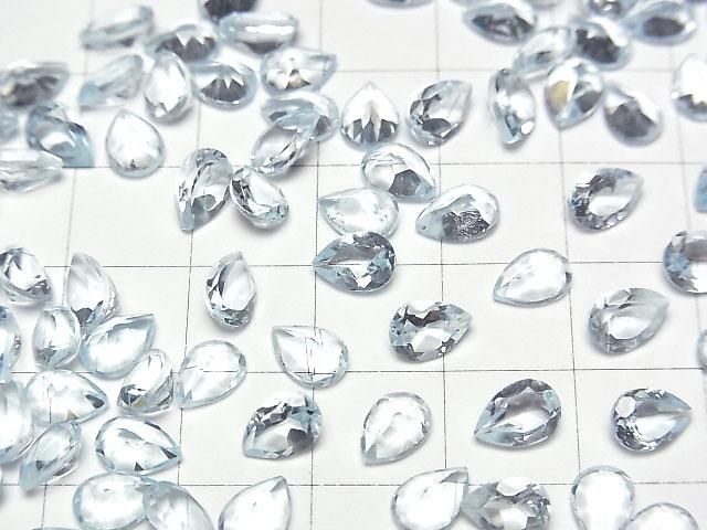 【動画】宝石質スカイブルートパーズAAA- ルース ペアシェイプファセットカット7×5mm 5粒 サムネイル3