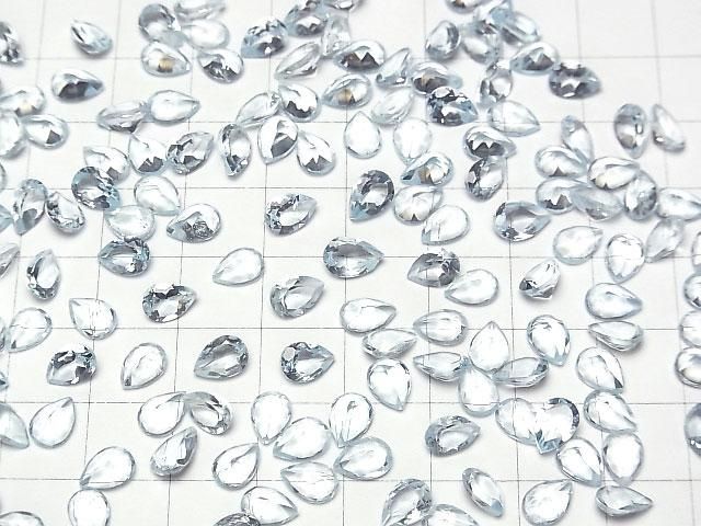 【動画】宝石質スカイブルートパーズAAA- ルース ペアシェイプファセットカット7×5mm 5粒 サムネイル4