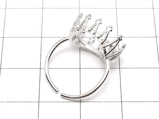 【動画】Silver925 クラウン リング空枠(爪留め)横向きオーバル14×10mm ロジウム フリーサイズ 1個 サムネイル3