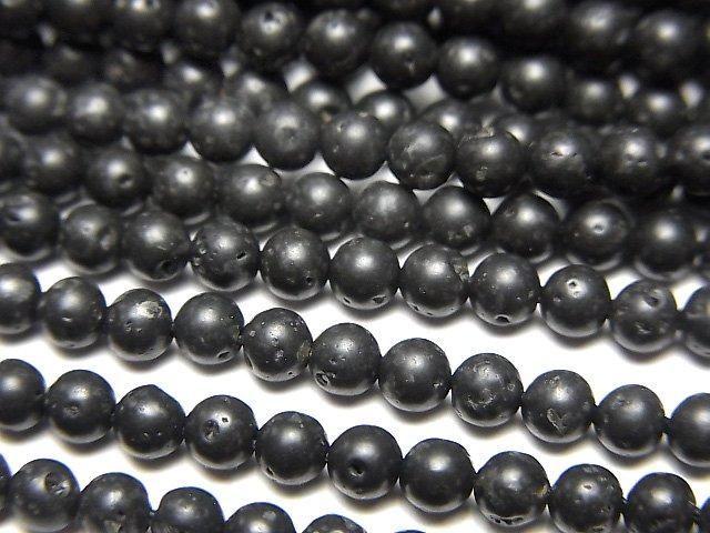 【動画】ブラックラバー(溶岩) 小粒ラウンド3mm 1連(約36cm)の画像