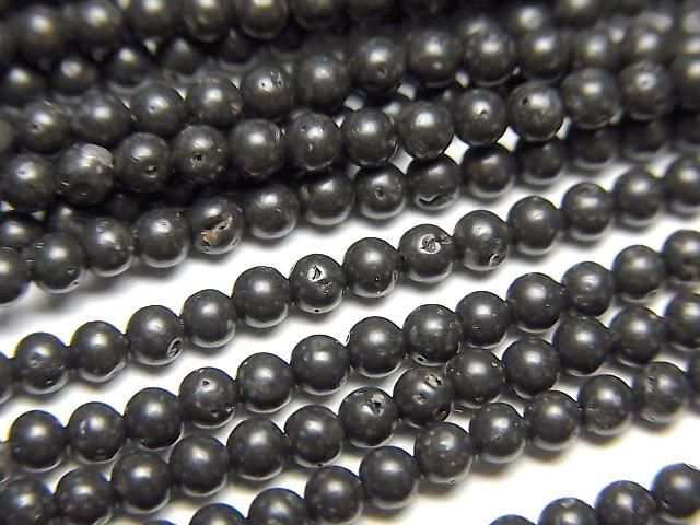 【動画】ブラックラバー(溶岩) 極小ラウンド2mm 1連(約37cm)の画像
