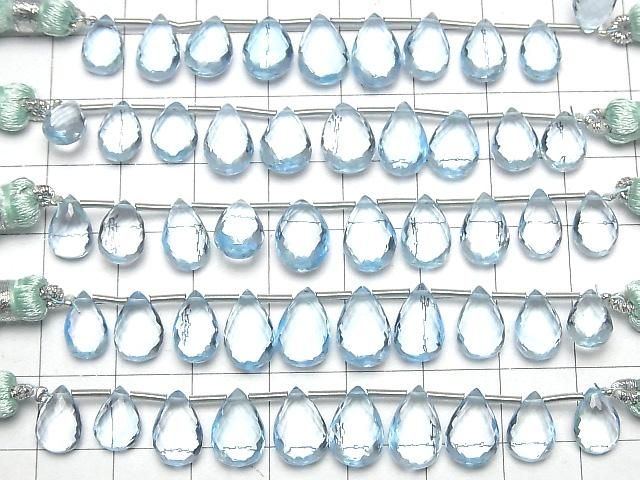 【動画】【極上カット】宝石質スカイブルートパーズAAA ペアシェイプ ブリオレットカット 半連/1連(8粒) サムネイル4