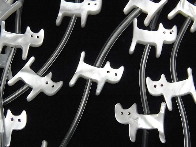 【動画】高品質ホワイトシェル(白蝶貝)AAA 猫シェイプ 【11×9】【14×12】 半連/1連(約14粒)の画像